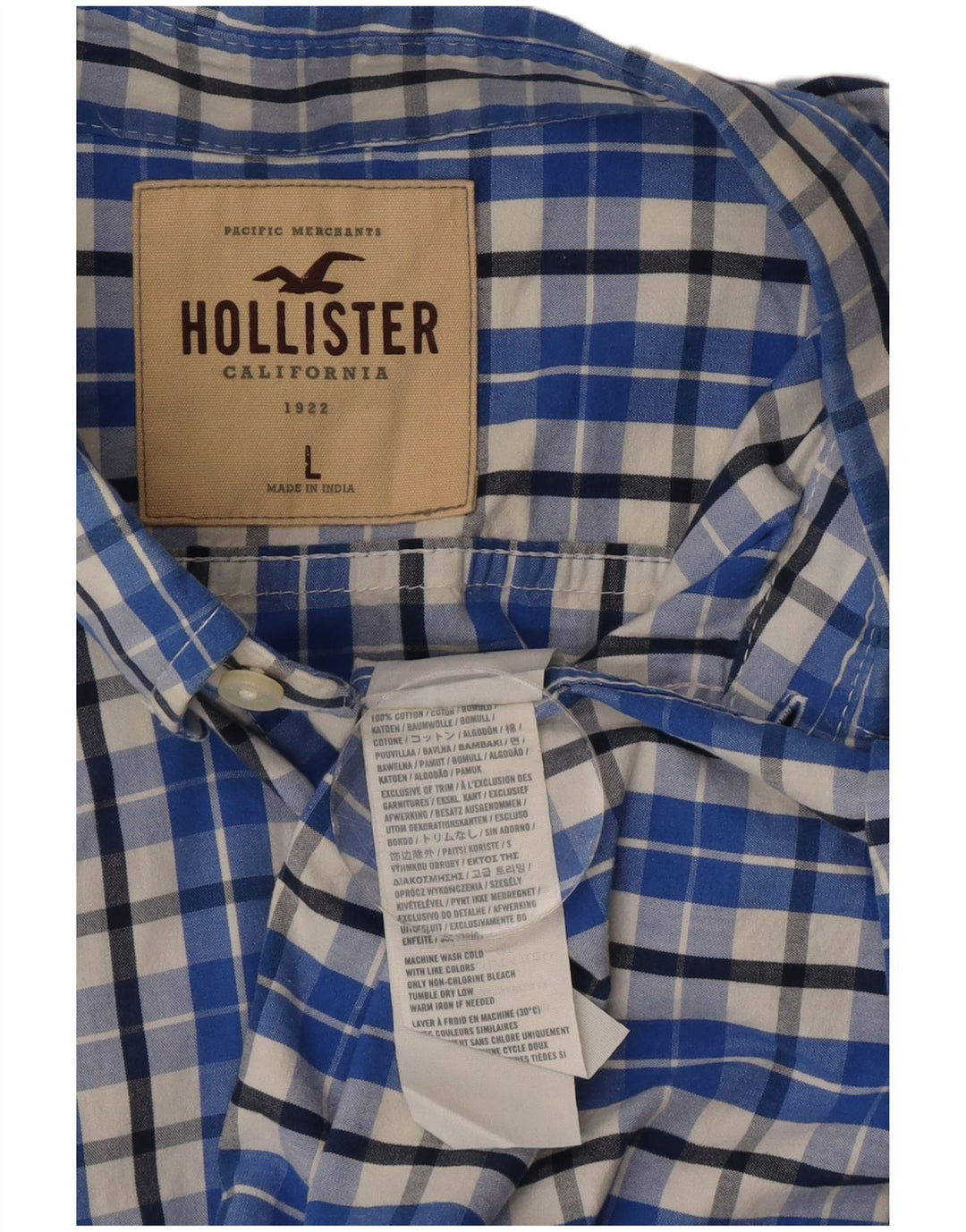 Koszula męska Hollister, bawełniana, w dużą niebieską kratkę