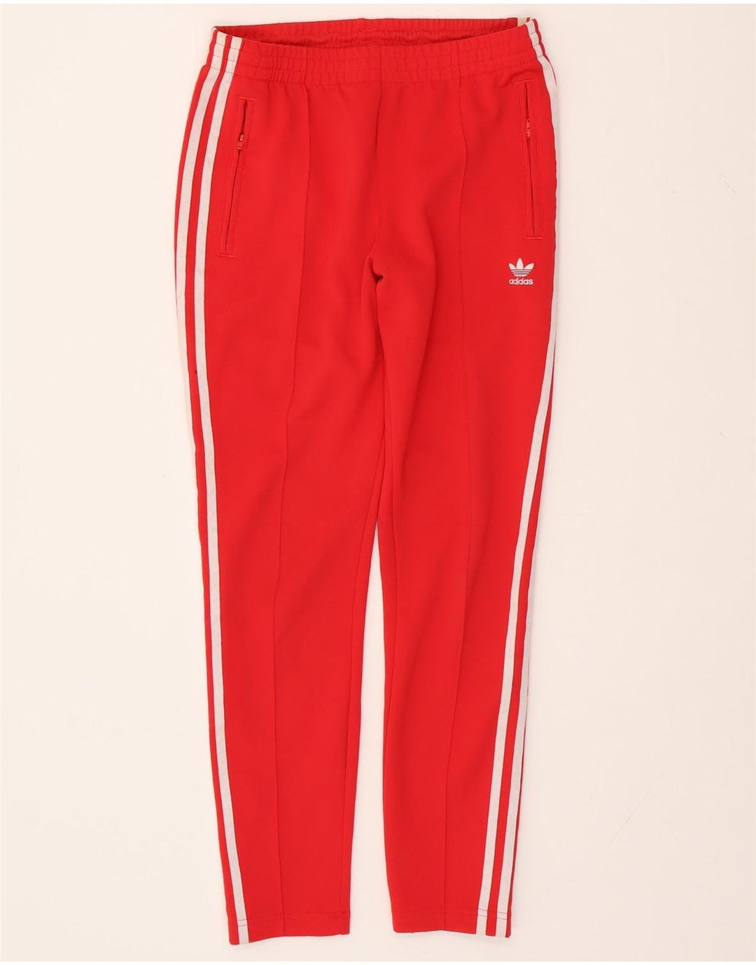 Damskie spodnie dresowe ADIDAS UK 10, małe, czerwone, poliestrowe