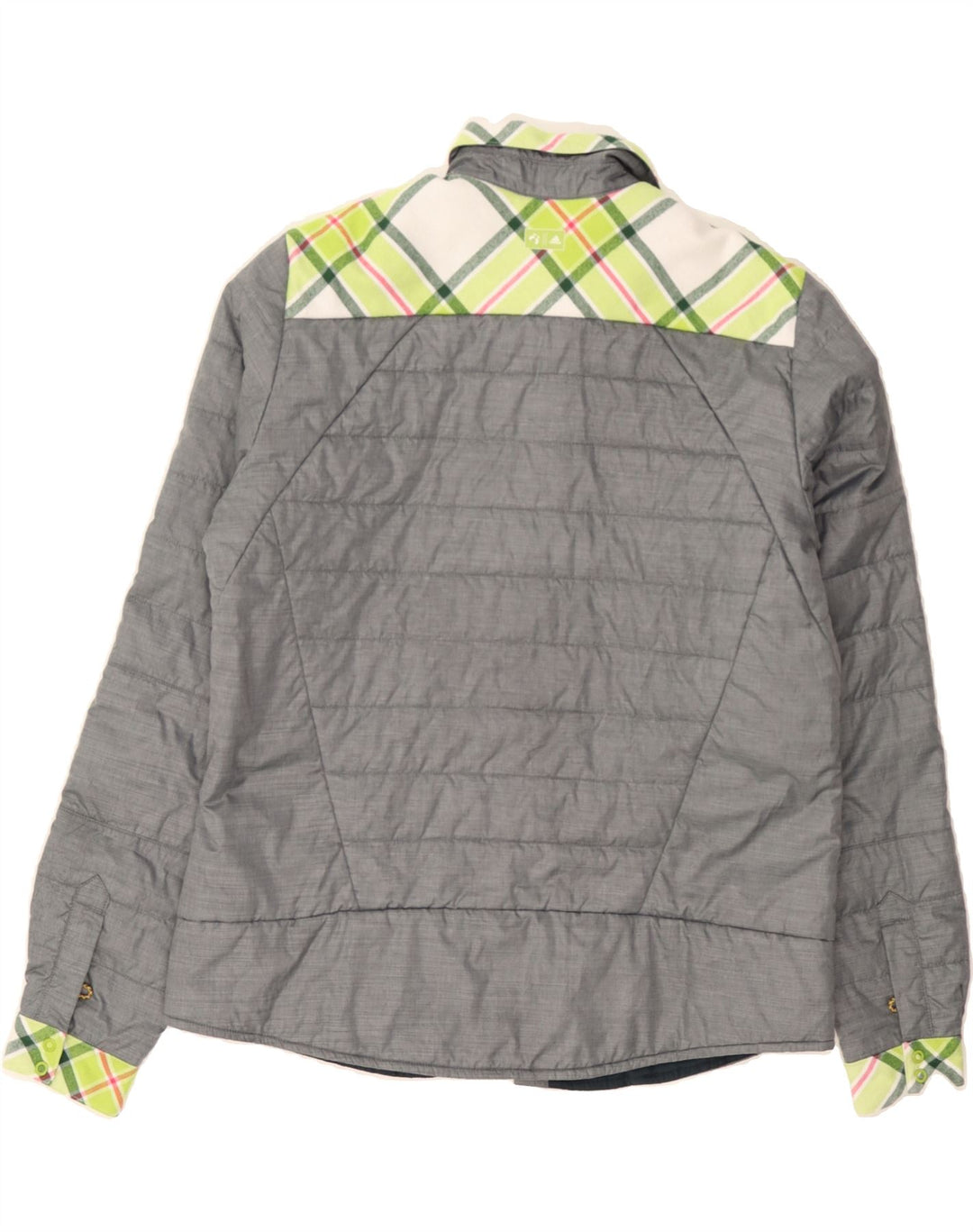 ADIDAS Womens Padded Jacket UK 12 Medium Grey Check Polyester Vintage Adidas and Second-Hand Adidas from Messina Hembry 