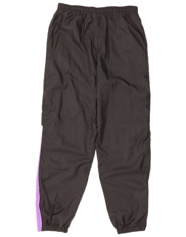 Męskie spodnie dresowe w stylu vintage Joggery Średni czarny nylon w blokach kolorystycznych