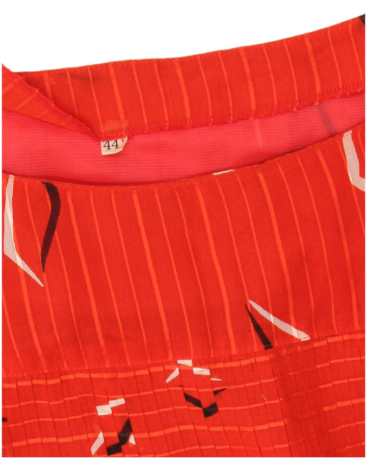 VINTAGE Womens Long Sleeve Basic Dress IT 44 Medium Red Striped