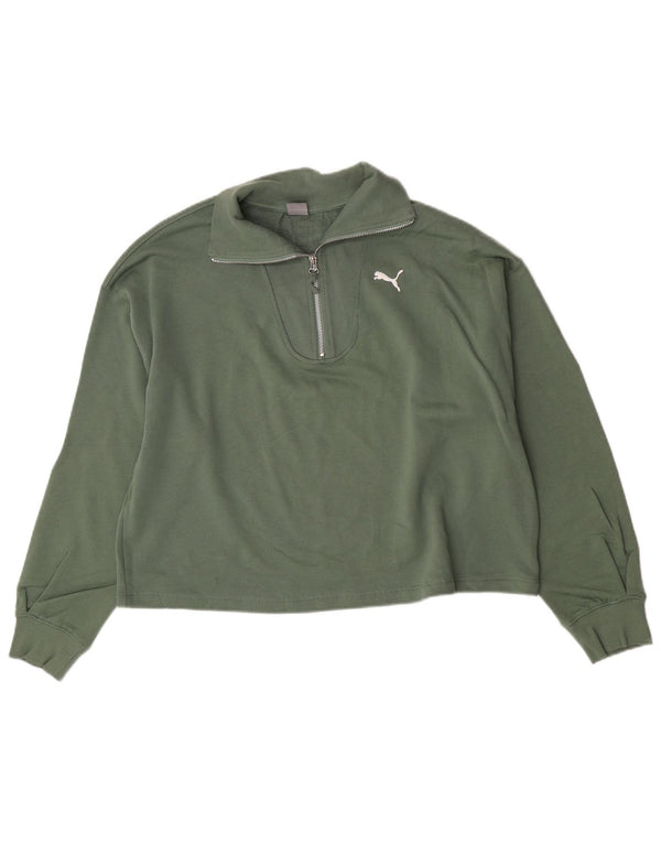 Damska bluza oversize Puma z zamkiem błyskawicznym na szyi, UK 16, duża, zielona