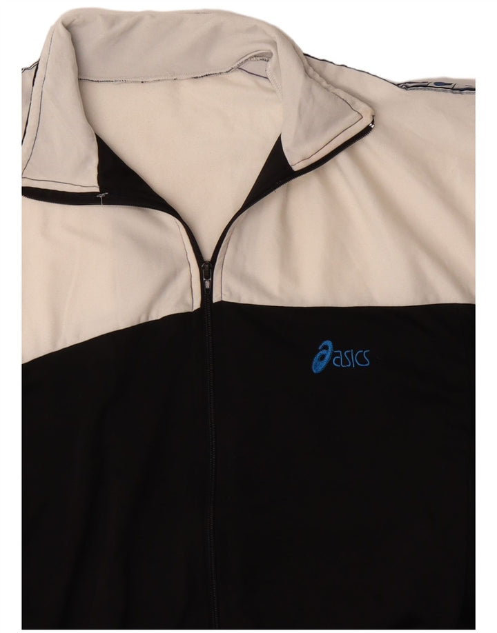 Męska kurtka dresowa ASICS z grafiką, duża, czarna, z blokami kolorów