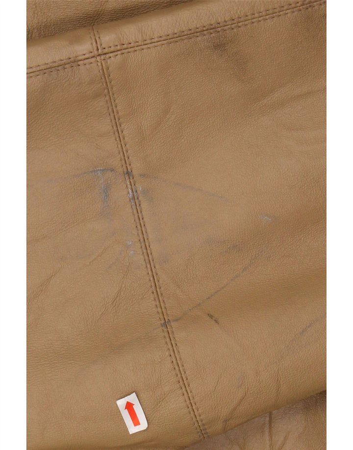 VINTAGE damski płaszcz skórzany z kapturem, oversize IT 46, duża brązowa skóra