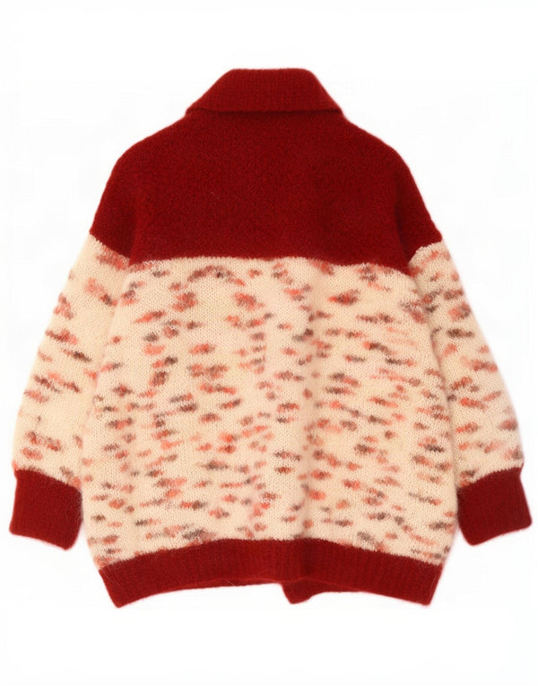 Sweter damski w stylu vintage, UK 20 2XL, czerwony, nakrapiany