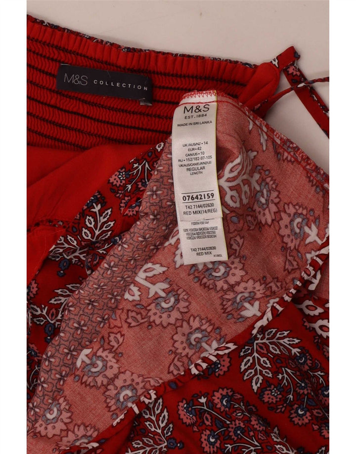 Marks & Spencer Damska sukienka Sundress UK 14 Średnia czerwona wiskoza w kwiaty