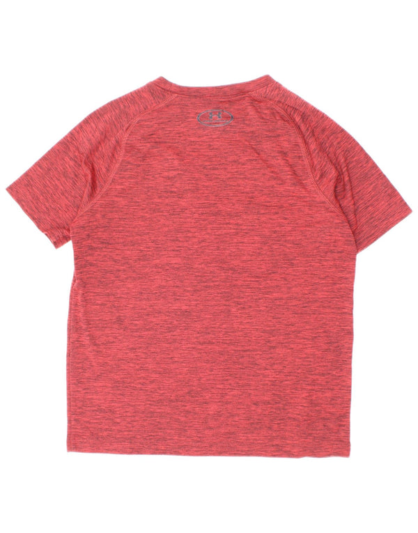 Chłopięcy t-shirt z grafiką Under Armour Heat Gear, rozmiar 7-8 lat, mały, bordowy