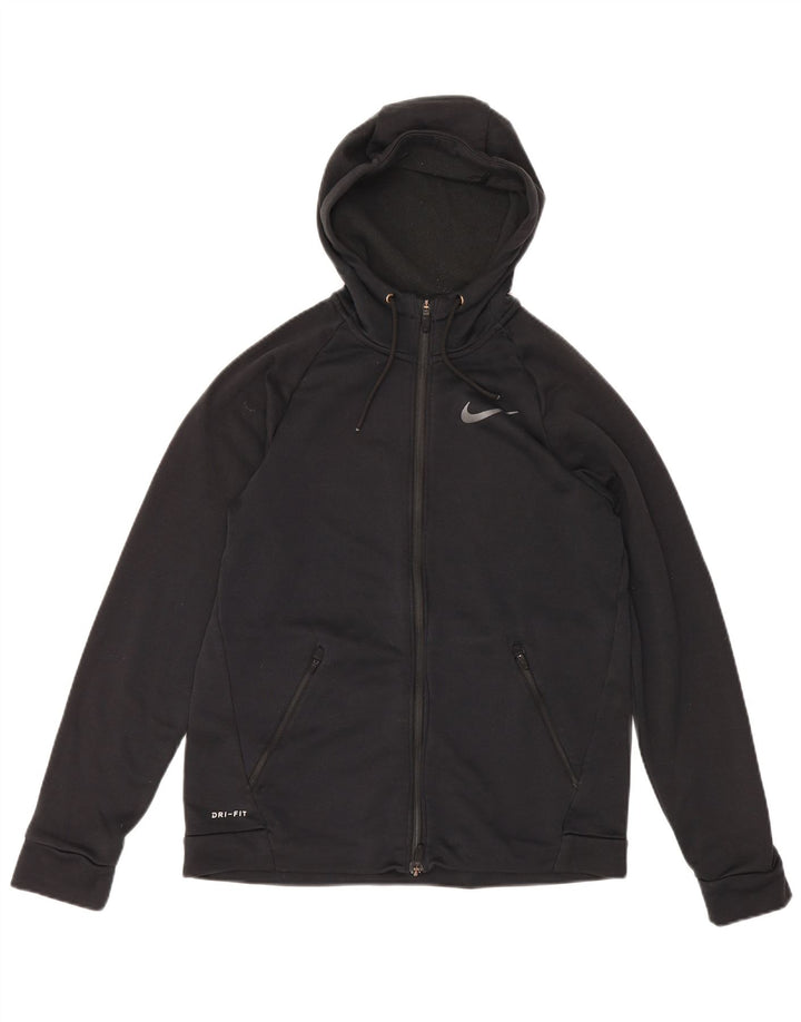 Męski sweter z kapturem i zamkiem błyskawicznym Nike Dri Fit, średni czarny poliester