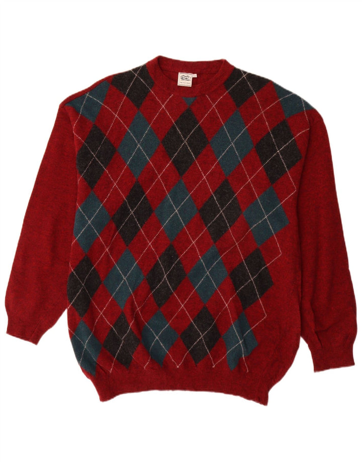 Męski sweter z okrągłym dekoltem Rian Rucci IT 56 XL Czerwony Argyle/Diament