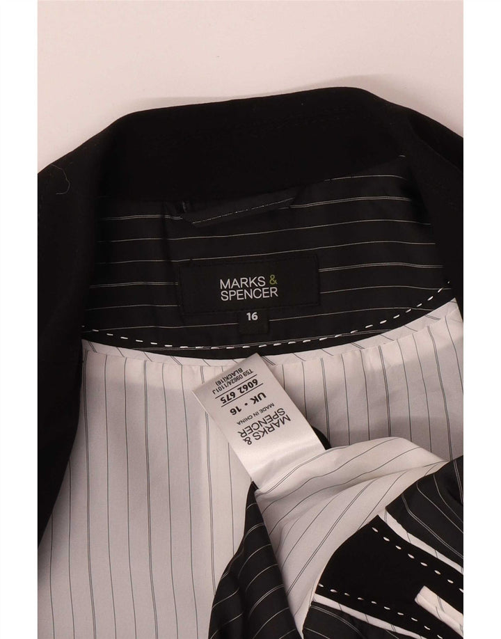 Marks & Spencer Damska marynarka zapinana na 1 guzik, UK 16, duża, czarna, poliester