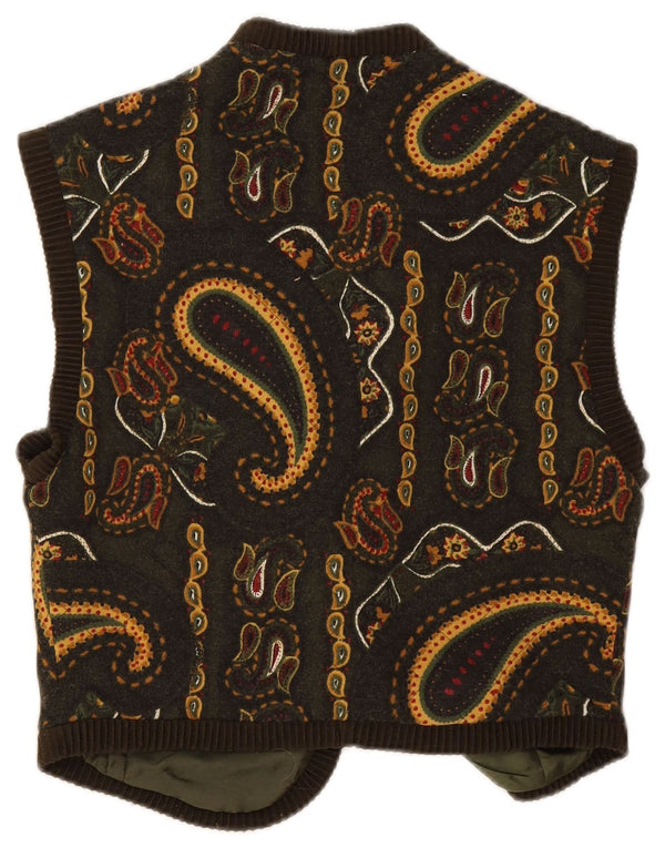 Damska kamizelka w stylu vintage IT 44, wełna Paisley w kolorze średnio zielonym