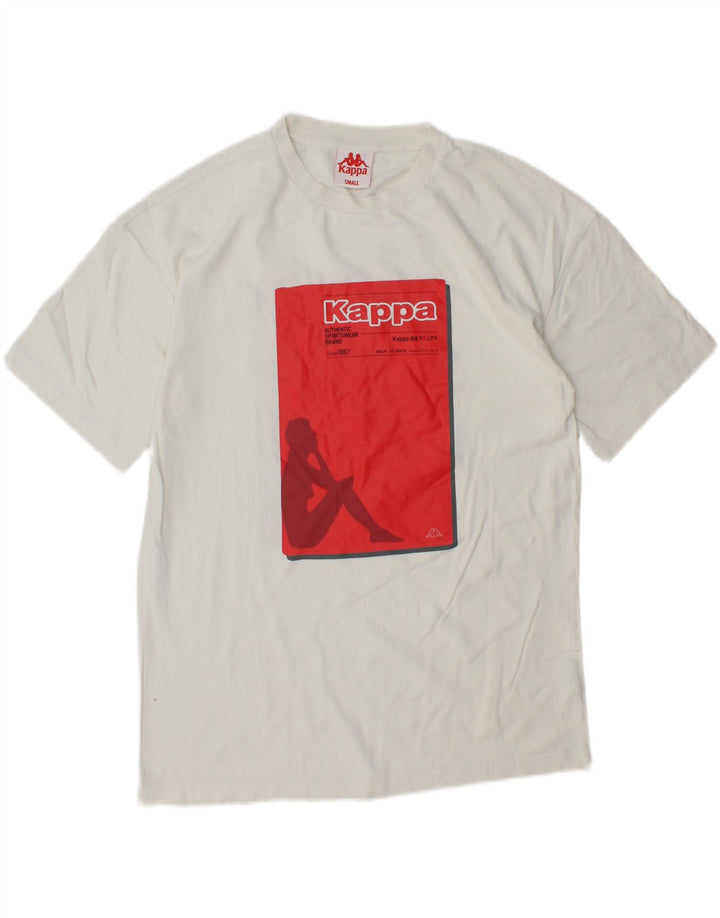 Męski T-shirt z grafiką KAPPA, mały, biały, bawełniany