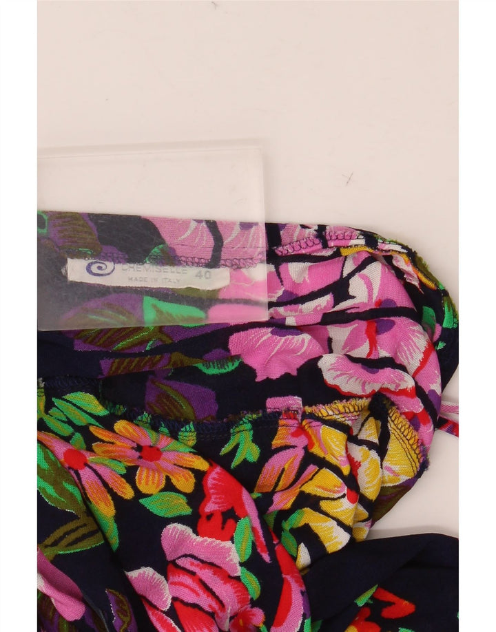 Damska spódnica maxi z wysokim stanem VINTAGE IT 40 Small W24 Granatowo-kwiatowa