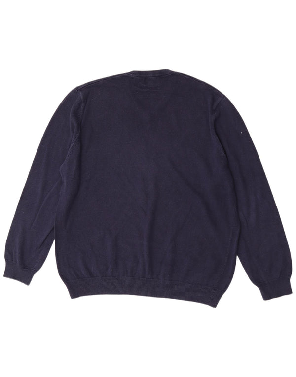 Marks & Spencer Męski sweter z dekoltem w kształcie litery V, 2XL, granatowy, bawełniany