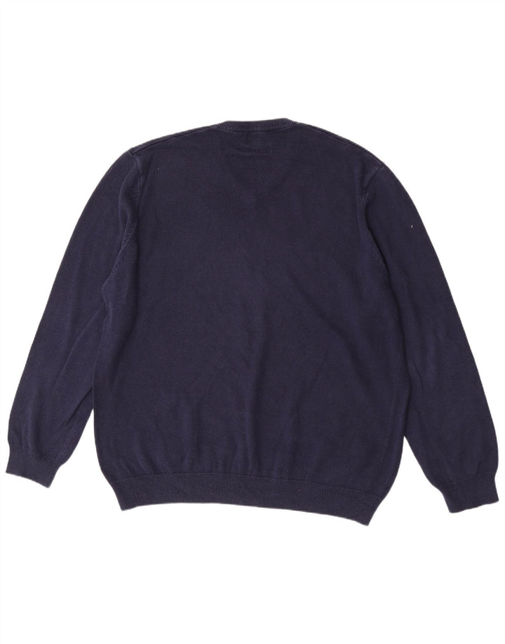 Marks & Spencer Męski sweter z dekoltem w kształcie litery V, 2XL, granatowy, bawełniany