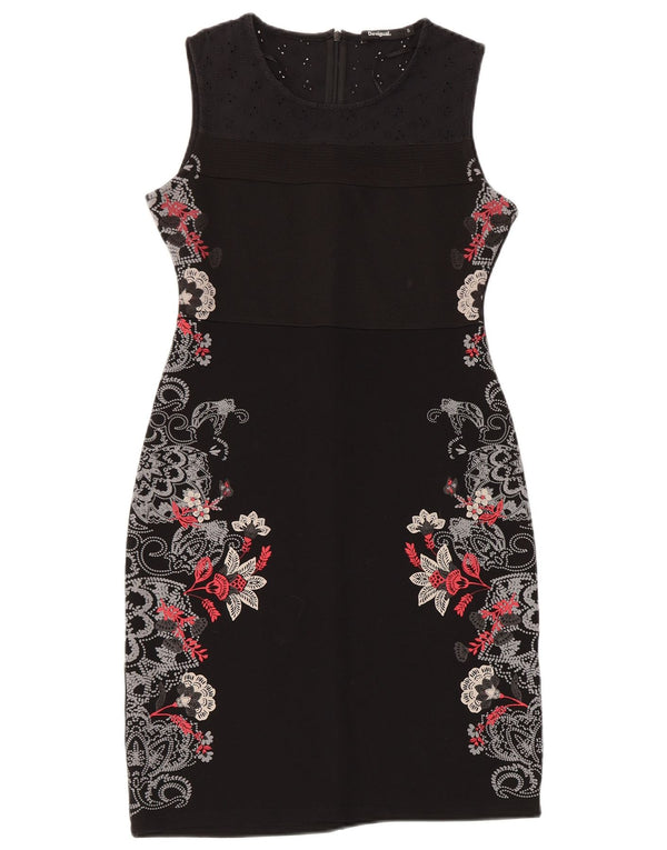 Damska sukienka bez rękawów Desigual UK 8 Small, czarna, w kwiaty, wiskoza