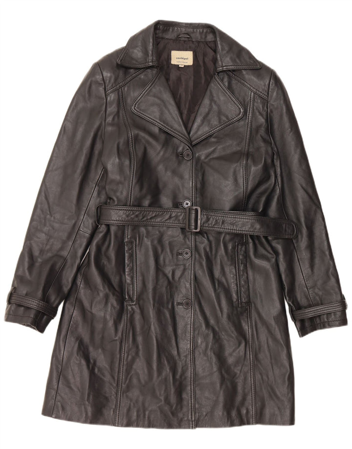 Conbipel damski płaszcz skórzany IT 46 duża czarna skóra