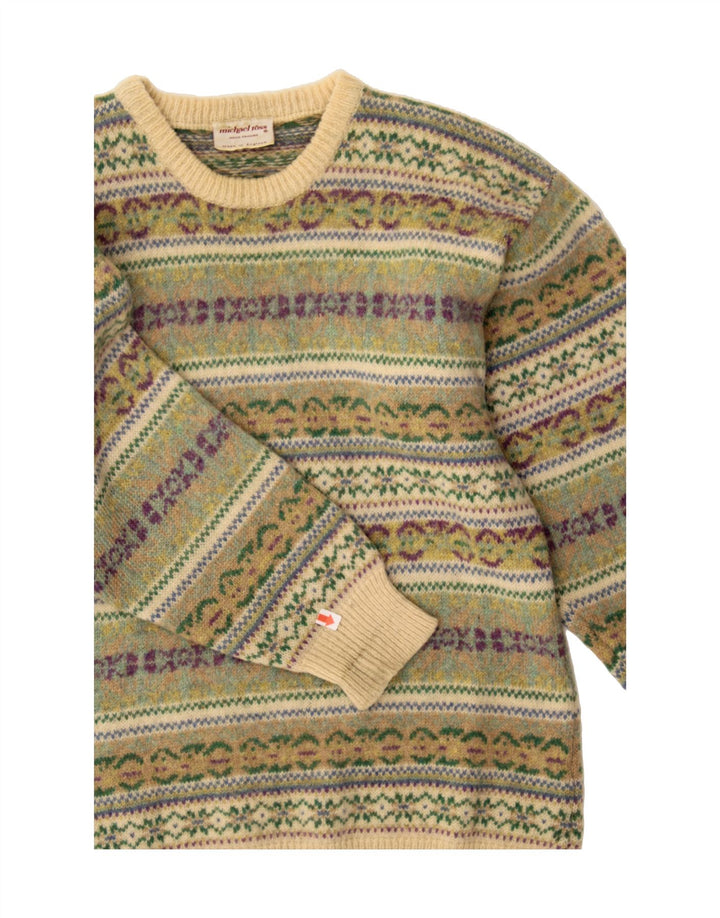MICHAEL ROSS Męski sweter z okrągłym dekoltem, mały zielony Fair Isle