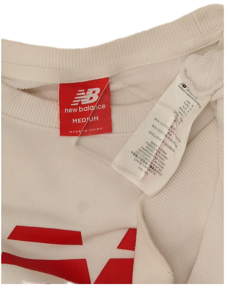 Męska bluza z grafiką New Balance, średnia, biała bawełna