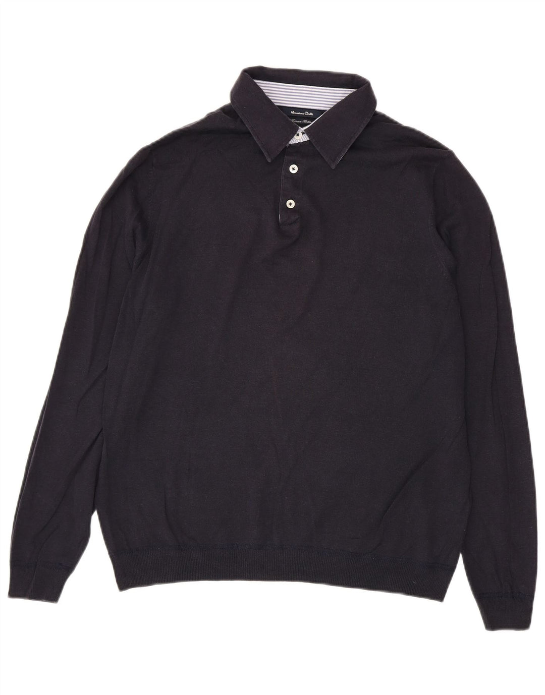 Męski sweter polo Massimo Dutti, duży, granatowy, lniany