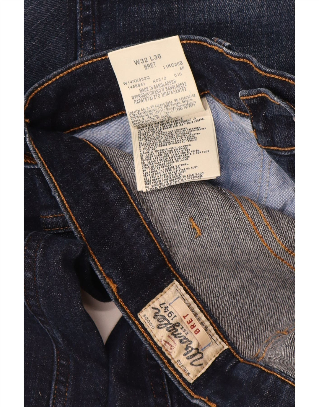 Wrangler Męskie dżinsy Bret Bootcut W32 L36 Granatowa bawełna