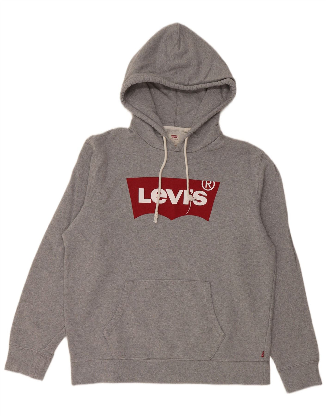 LEVI'S Męski sweter z kapturem o standardowym kroju, z grafiką, duży, szary, bawełniany