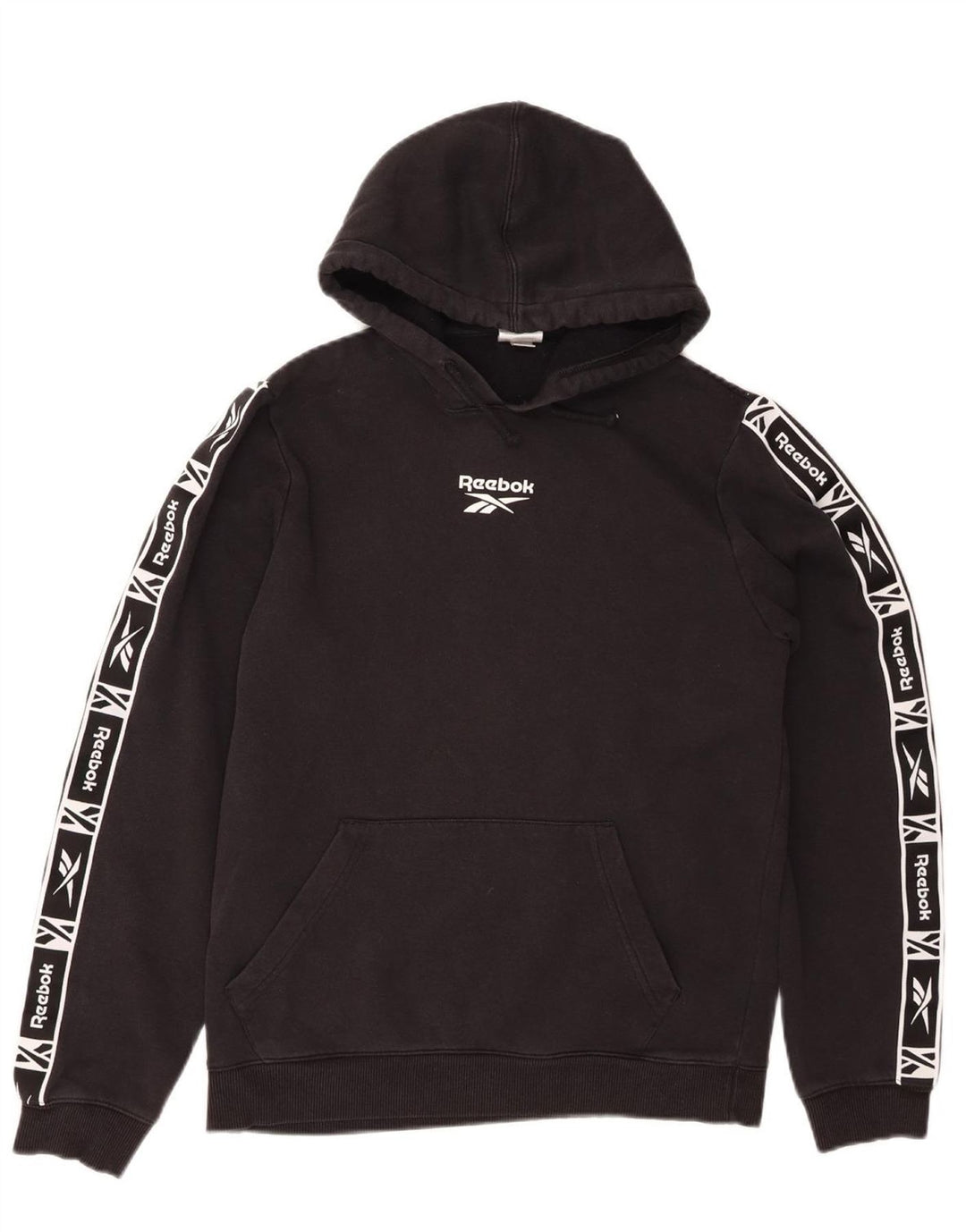 REEBOK Mens Graphic Hoodie Jumper Small Black Cotton