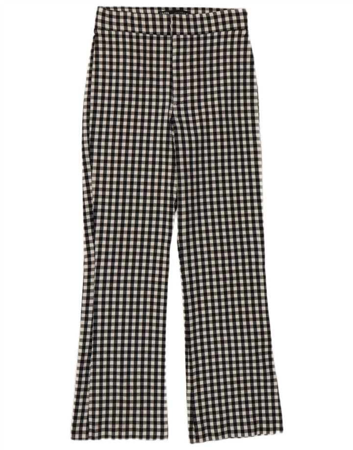 Spodnie damskie Zara Bootcut, małe, W26 L25, wiskoza, czarna kratka