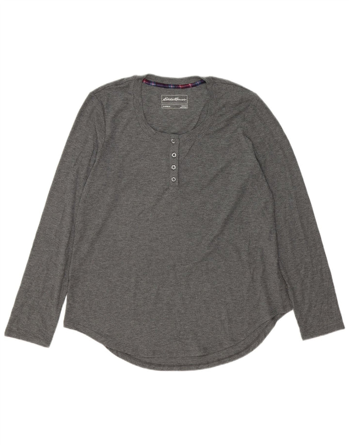 EDDIE BAUER Womens Top Long Sleeve UK 16 Large Grey Polyester