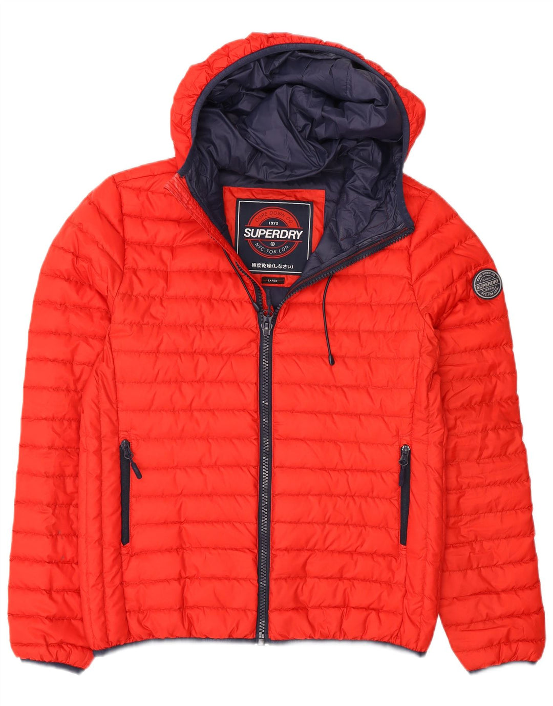 Męska ocieplana kurtka z kapturem Superdry UK 40, duża, czerwona, poliestrowa