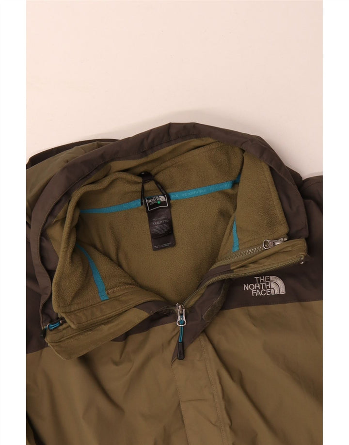 Męska kurtka wiatrówka z kapturem THE NORTH FACE UK 46 3XL Khaki, blok kolorów