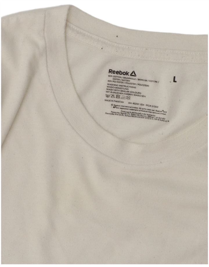 REEBOK Mens T-Shirt Top Large White Cotton