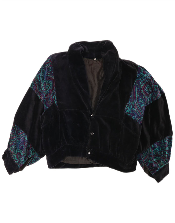 Vintage damska, oversize'owa kurtka bomberka UK 10, mała granatowa paisley
