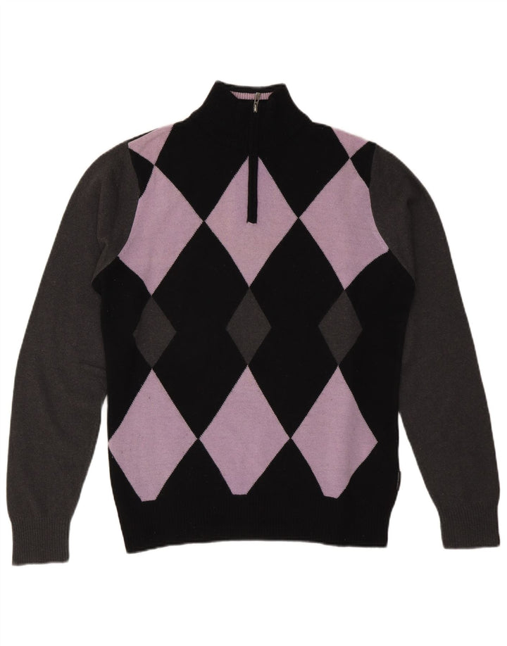 Męski sweter z zamkiem błyskawicznym Sergio Tacchini, średni czarny Argyle/Diament