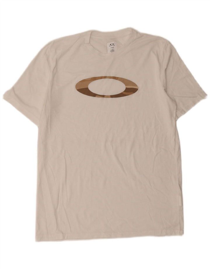 Męski T-shirt z grafiką Oakley, duży, biały