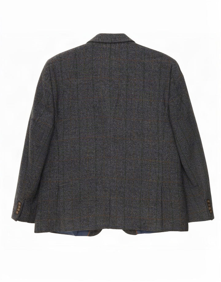 Męska marynarka zapinana na 2 guziki Harris Tweed IT 52 XL Szara wełniana kratka
