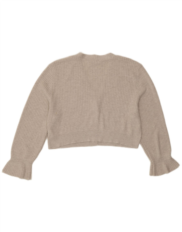 Topshop damski sweter oversize typu Crop Cardigan UK 14, średni szary poliester