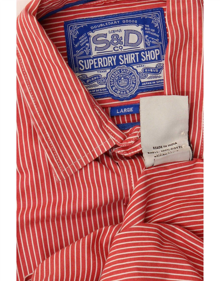 Koszula męska Superdry, duża, bawełniana w czerwone prążki