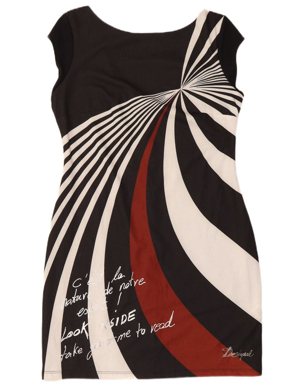 Desigual Womens Graphic Sheath Dress UK 18 XL Black Polyester