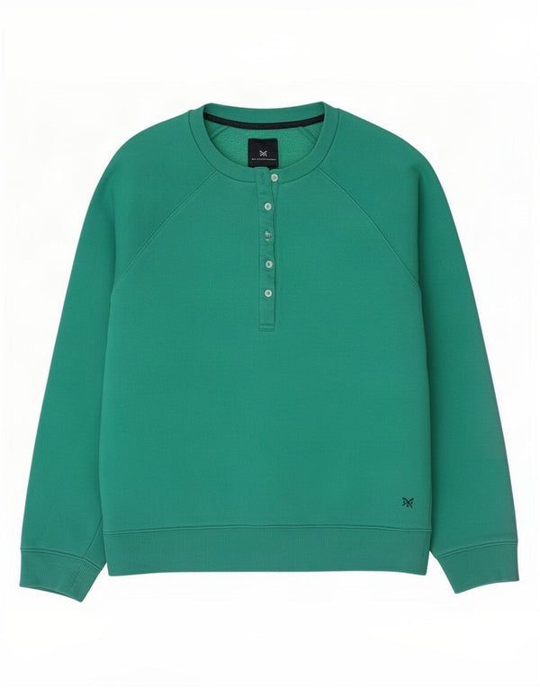 Crew Clothing Damska bluza z dekoltem w serek, UK 14, duża, zielona bawełna