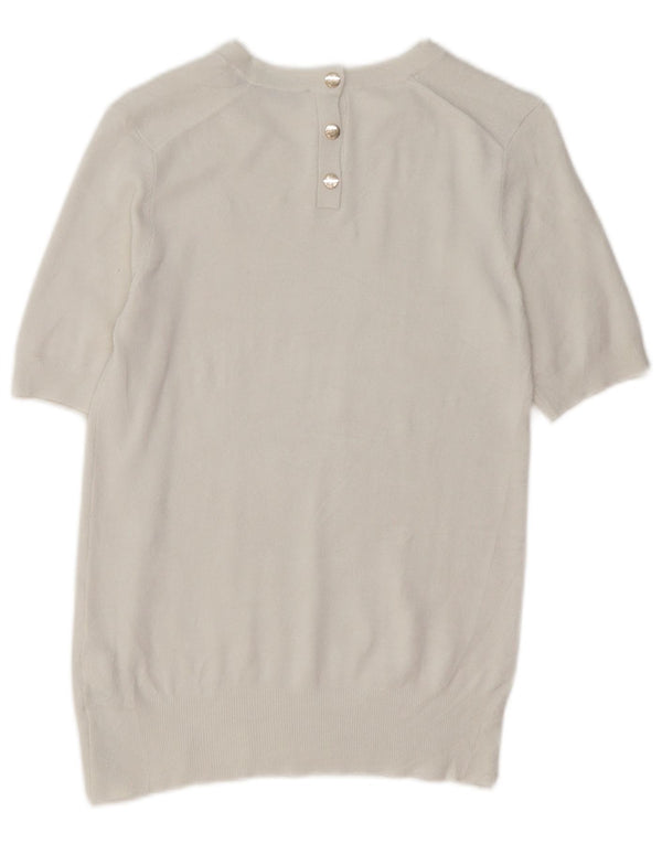 Damski sweter Zara z krótkim rękawem i dekoltem w łódkę UK 12 Średni biały