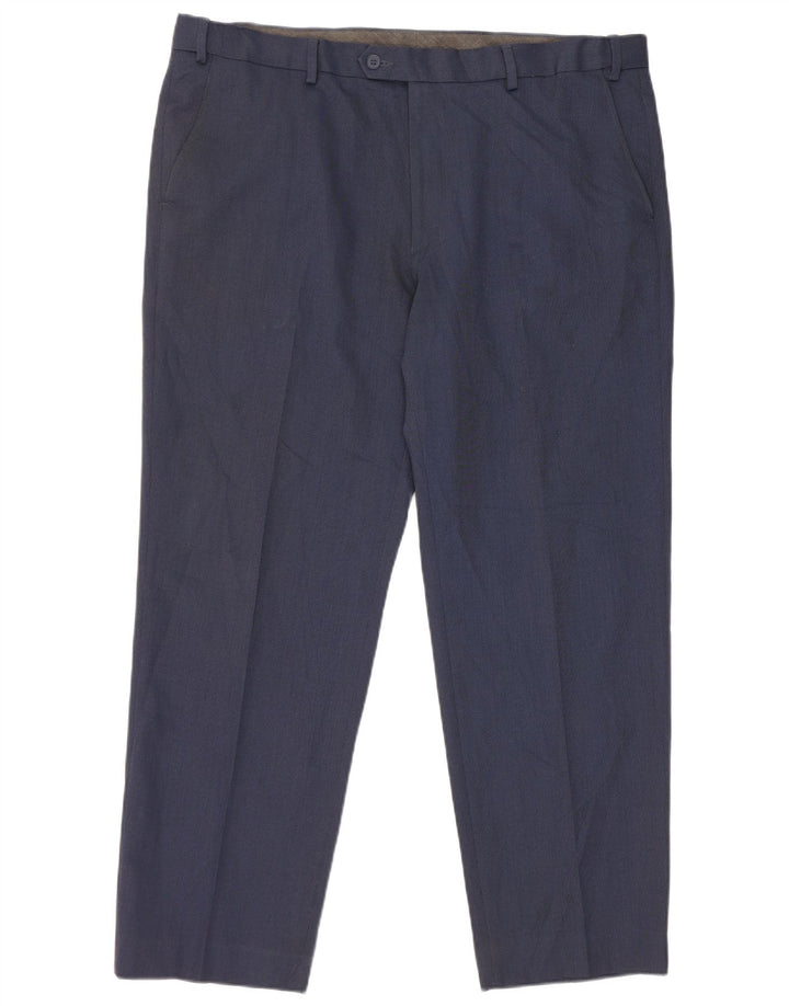 Męskie spodnie garniturowe Marks & Spencer o regularnym kroju W40 L29 Granatowy poliester