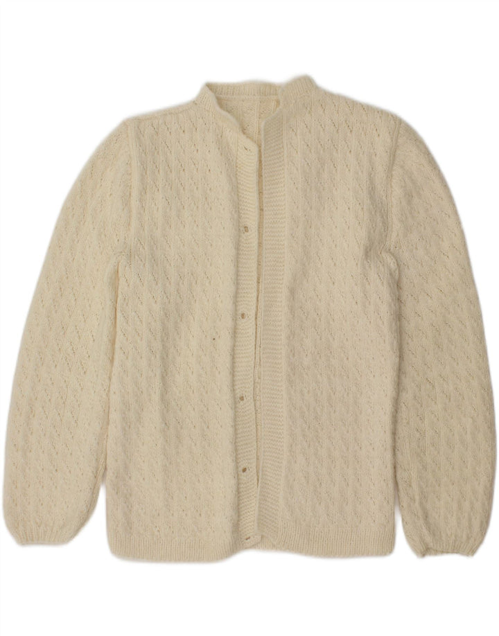 VINTAGE Womens Open Cardigan Sweater UK 14 Medium Off White Vintage Vintage and Second-Hand Vintage from Messina Hembry 