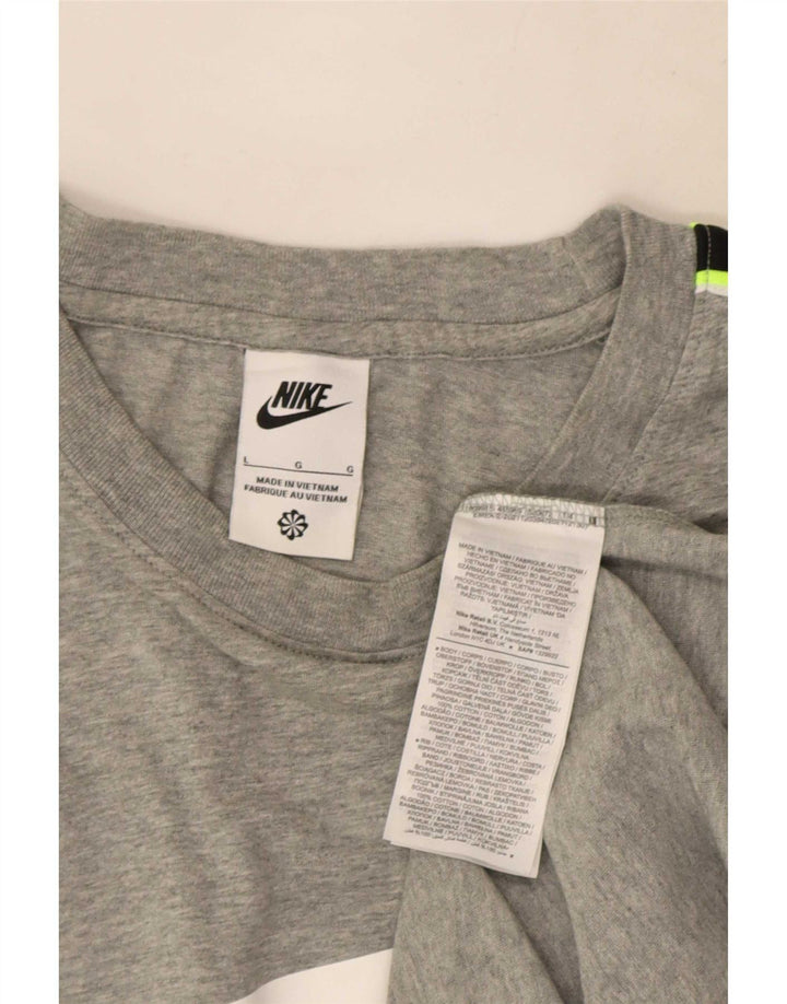 Męska koszulka z grafiką Nike, duża, szara, bawełniana z blokami kolorów