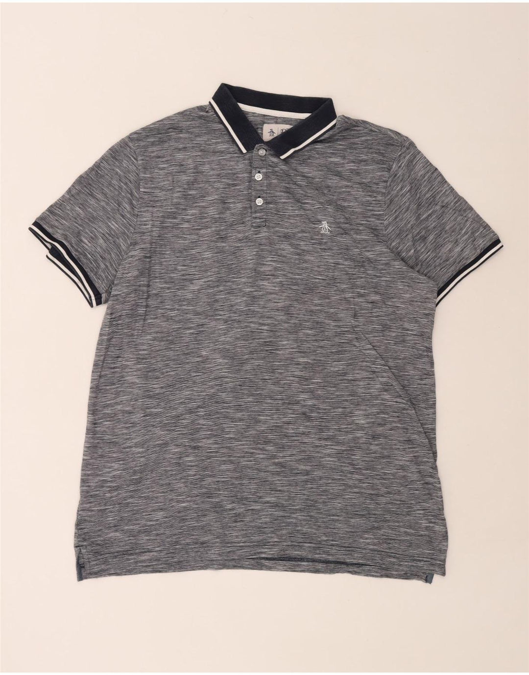 Męska koszulka polo PENGUIN XL, szara, bawełniana w plamki