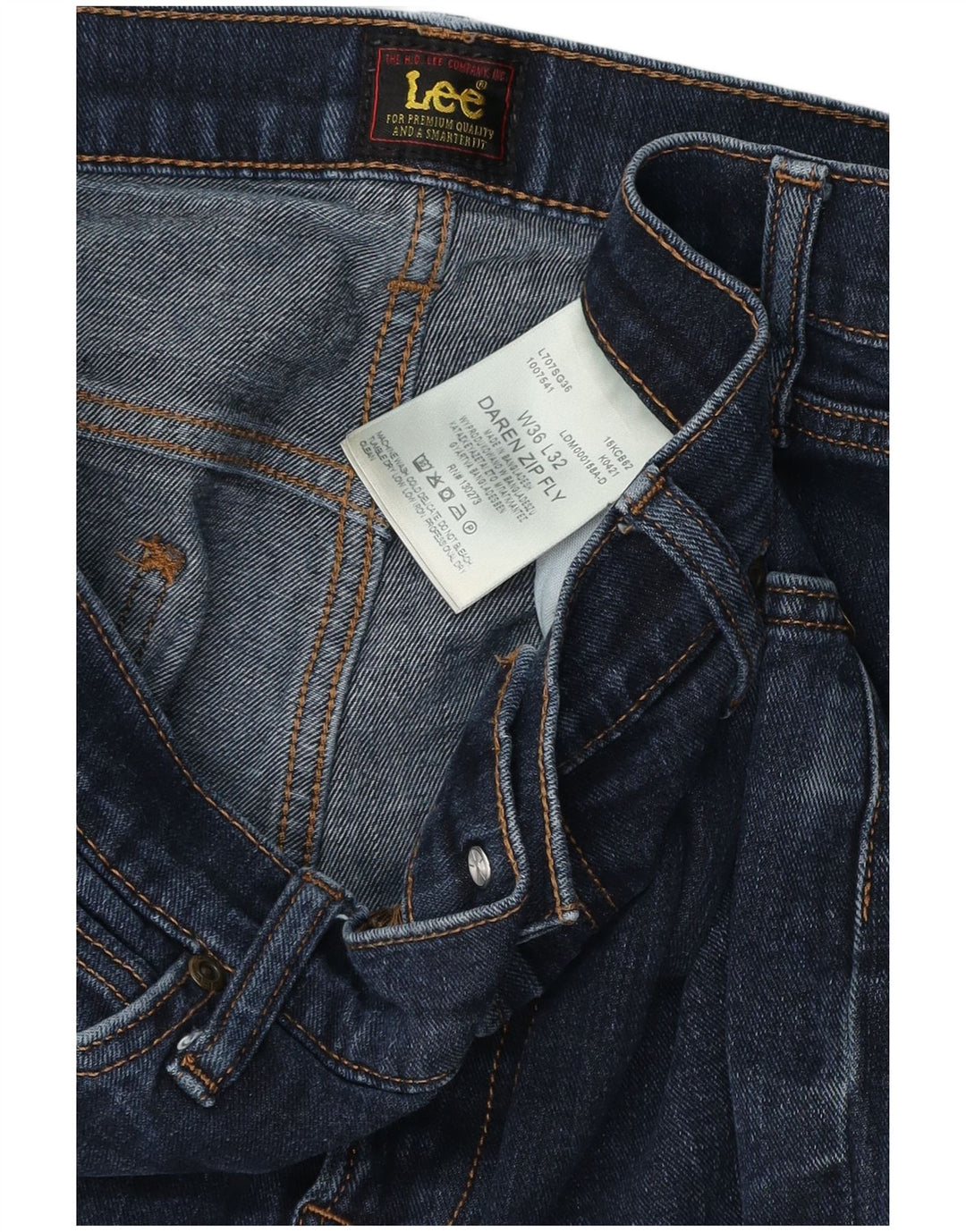 LEE Męskie dżinsy Daren Zip Fly Straight W36 L32 Niebieskie bawełniane