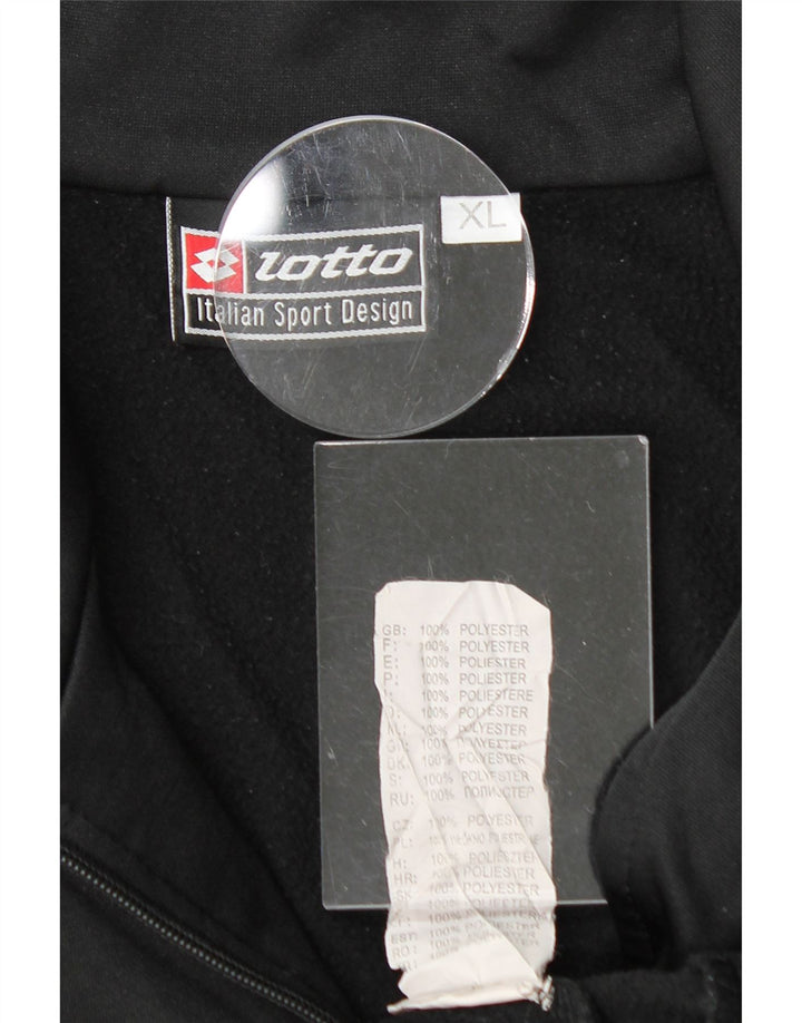 LOTTO Mens Graphic Zip Neck Pullover Tracksuit Top XL Black Polyester Vintage Lotto and Second-Hand Lotto from Messina Hembry 