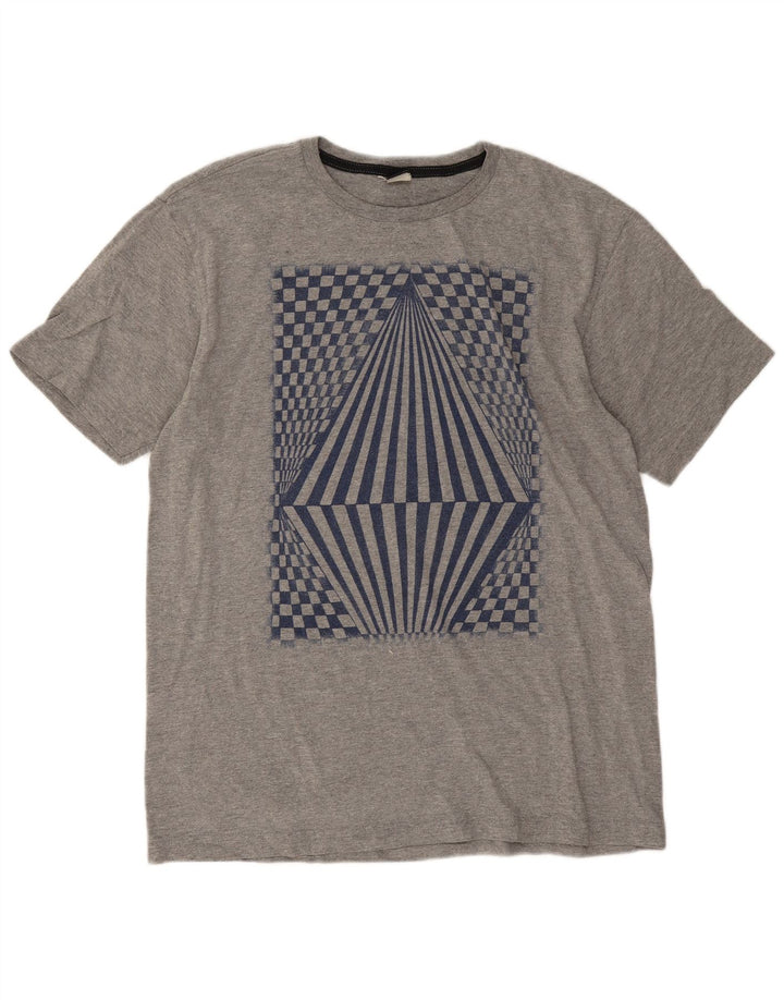 Męski T-shirt z grafiką Volcom, duży, szary