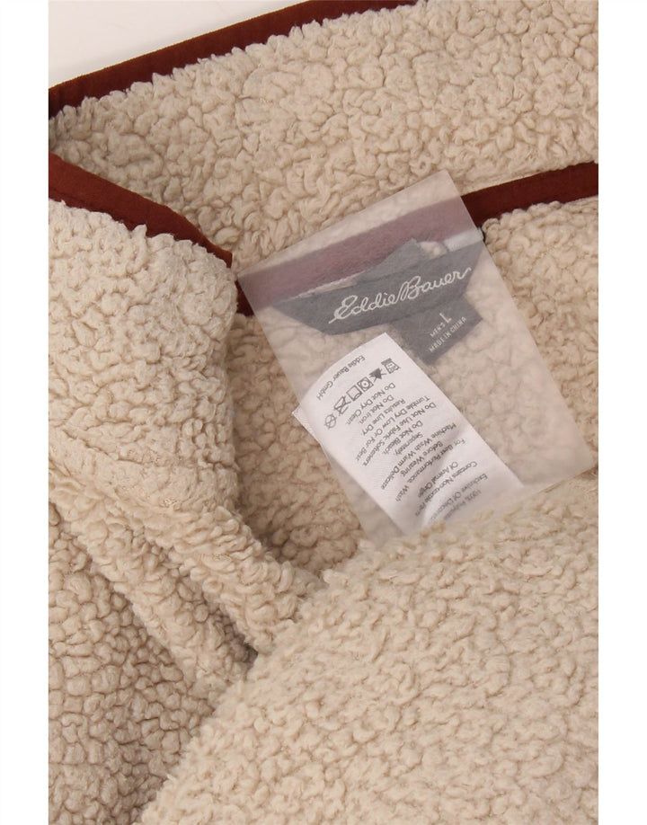 Męski sweter polarowy Eddie Bauer z zamkiem błyskawicznym, duży, beżowy poliester