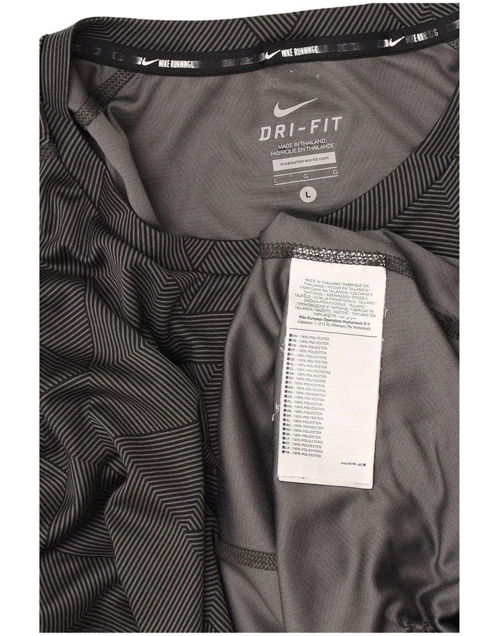 Męski T-shirt Nike Dri Fit, duży, czarny, geometryczny poliester